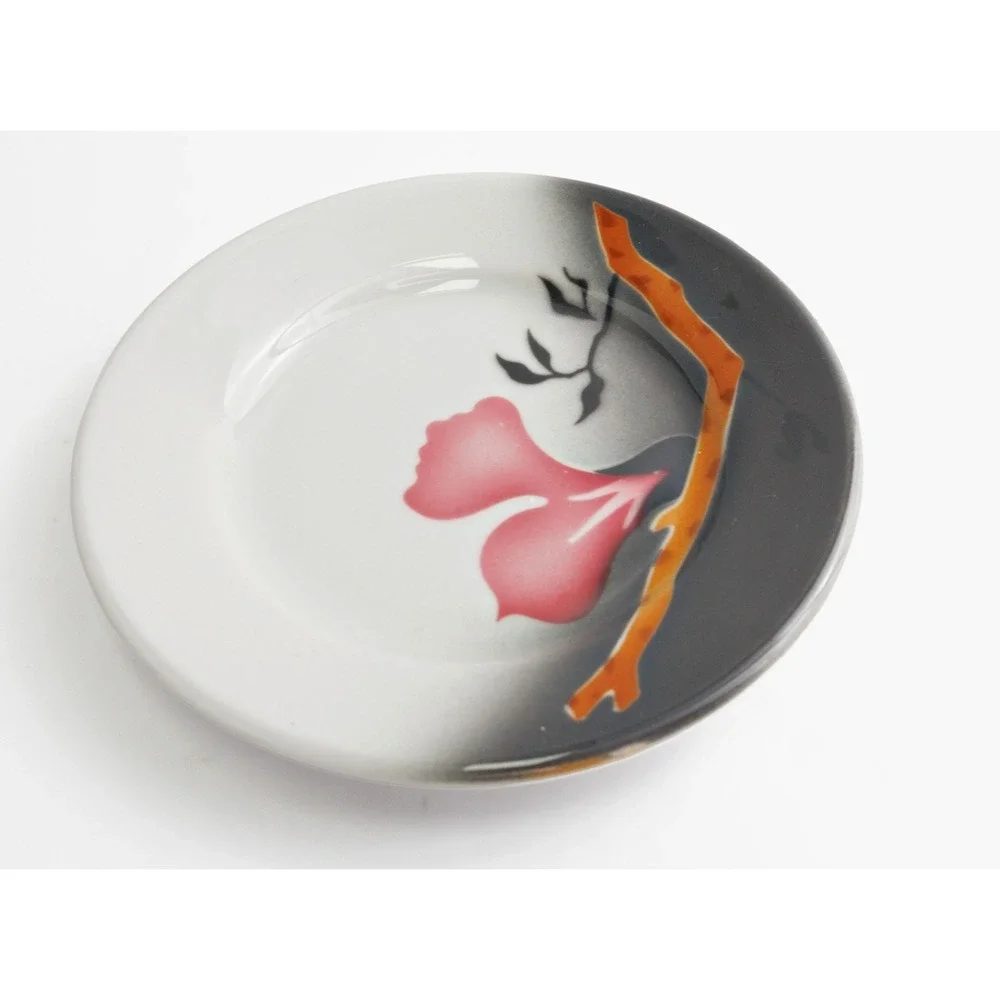 Vintage 1970s Jackson China Pink Flower Airbrush Pattern Restaurant Plates 5.5